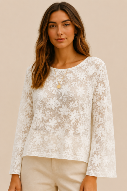 blusa encaje ibicenca mujer blanca La Gata Voladora Alpujarra Almeria