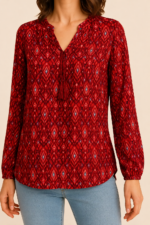 Blusa Sira Coline algodon estampado frambuesa La Gata Voladora Alpujarra Almeria