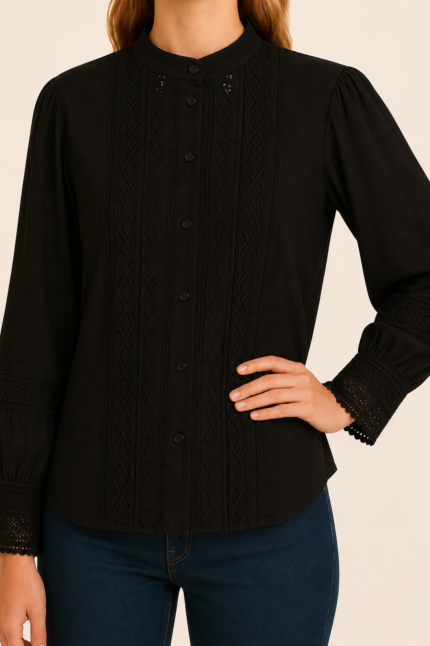 Blusa encaje negra Nerea boho chic La Gata Voladora Alpujarra Almeria