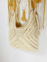bolso crochet Denia estilo bohemio beige tejido algodón natural La Gata Voladora Alpujarra Almeria