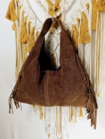 bolso piel serraje boho chic camel La Gata Voladora Alpujarra Almería