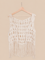 Chaleco Boho Chic Dakota macrame crudo flecos estilo bohemio mujer La Gata Voladora Alpujarra Almeria