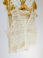 chaleco crochet boho beige La Gata Voladora Alpujarra Almería