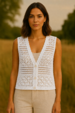 chaleco crochet boho blanco La Gata Voladora Alpujarra Almería