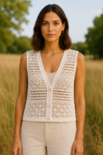 chaleco crochet boho blanco La Gata Voladora Alpujarra Almería
