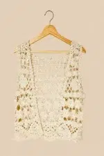 chaleco ibicenco flora beige boho chic crochet La Gata Voladora Alpujarra Almeria
