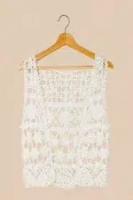 chaleco ibicenco flora blanco crochet boho chic La Gata Voladora Alpujarra Almeria