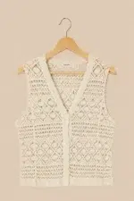 Chaleco crochet beige mujer estilo boho chic calado La Gata Voladora Alpujarra Almeria