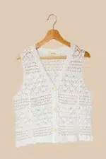 Chaleco crochet blanco mujer estilo boho chic calado La Gata Voladora Alpujarra Almeria