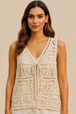 chaleco crochet tara boho chic beige mujer la gata voladora alpujarra almeria
