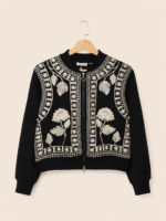 Chaqueta negra boho chic bordada look bohemio La Gata Voladora Alpujarra Almeria