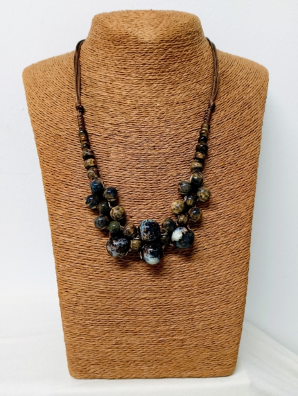 collar cerámica copacabana boho artesanal azul cordón ajustable La Gata Voladora Alpujarra Almería