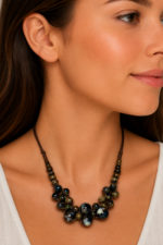 collar cerámica copacabana boho artesanal azul cordón ajustable La Gata Voladora Alpujarra Almería