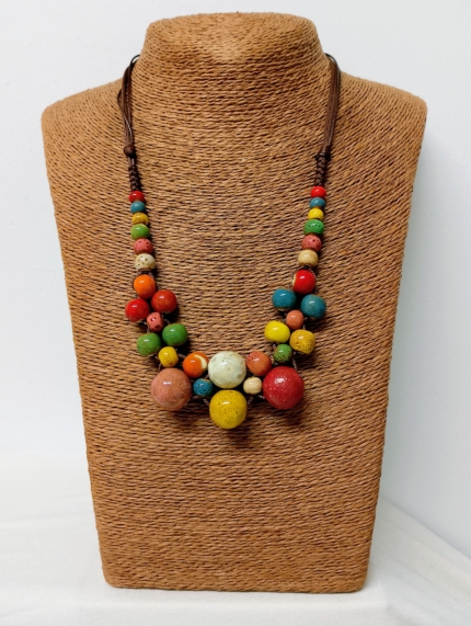 collar cerámica copacabana boho artesanal multicolor cordón ajustable La Gata Voladora Alpujarra Almería