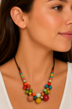 collar cerámica copacabana boho artesanal multicolor cordón ajustable La Gata Voladora Alpujarra Almería