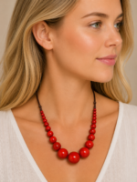 Collar de Cerámica Luna Rojo con cordón ajustable – La Gata Voladora Laujar de Andarax