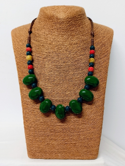 collar cerámica brasil boho verde artesanal cordón ajustable La Gata Voladora Alpujarra Almería