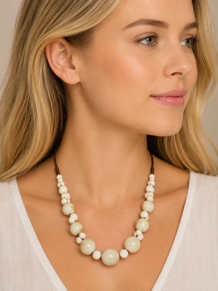 Collar de Cerámica Luna blanco con cordón ajustable – La Gata Voladora