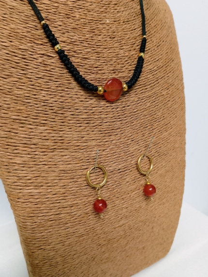 collar ágata cornalina acero hipoalergénico boho La Gata Voladora Alpujarra Almería