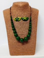 conjunto cerámica green star boho collar pendientes verdes artesanales - La Gata Voladora Alpujarra Almeria