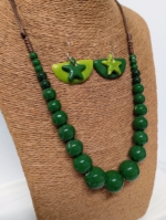 conjunto cerámica green star boho collar pendientes verdes artesanales - La Gata Voladora Alpujarra Almeria