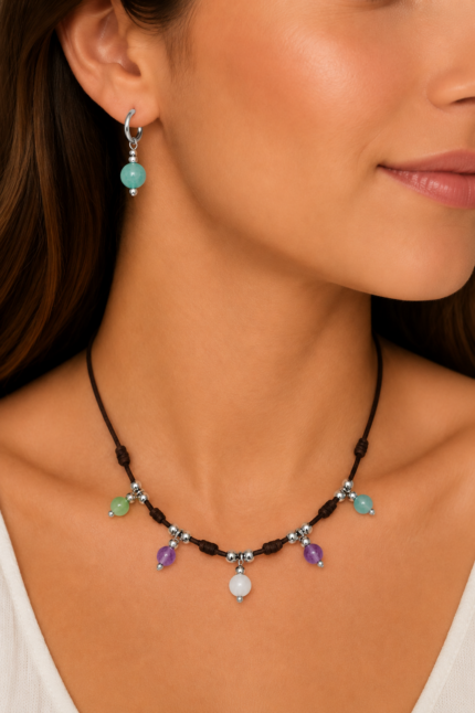 conjunto joyería bohemia piedras naturales La Gata Voladora Alpujarra Almería