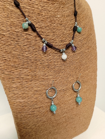 collar piedras semipreciosas amatista amazonita cuarzo blanco boho La Gata Voladora Alpujarra Almería
