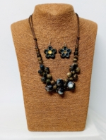 conjunto cerámica blues boho chic collar pendientes flor La Gata Voladora Alpujarra Almería