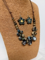 collar pendientes de ceramica boho chic flor La Gata Voladora Alpujarra Almería