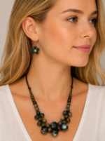 conjunto ceramica boho chic collar pendientes flor La Gata Voladora Alpujarra Almería
