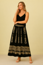 Falda Bordada Samira negro boho chic La Gata Voladora Alpujarra Almeria