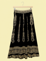 Falda boho chic negro bordados dorados La Gata Voladora Alpujarra Almeria