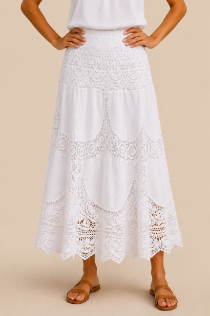 falda bohemia blanca crochet ibicenca algodon la gata voladora laujar de andarax alpujarra almeria