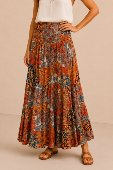 falda larga patchwork coline estilo boho chic la gata voladora alpujarra almeria
