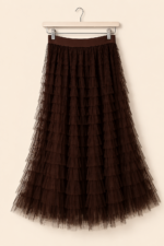 Falda larga tul chocolate outfit bohemio La Gata Voladora Alpujarra Almeria