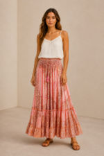 Falda de Seda Deméter Gold – estilo Boho La Gata Voladora Alpujarra Almeria