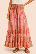 falda seda demeter gold rosa estampado boho mujer La Gata Voladora Alpujarra Almeria