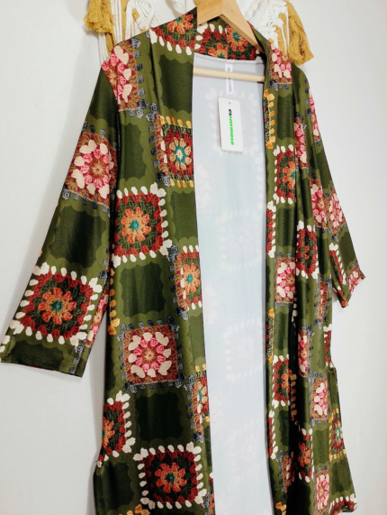 kimono estampado patchwork boho verde La Gata Voladora Alpujarra Almería