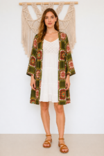 kimono estampado patchwork boho verde La Gata Voladora Alpujarra Almería