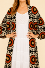 kimono estampado vintage negro boho La Gata Voladora Alpujarra Almeria