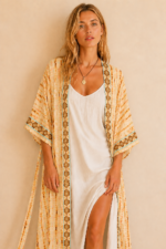 Kimono boho chic Seda amarillo La Gata Voladora Alpujarra Almeria