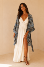 Kimono Seda Mallorca azul boho chic La Gata Voladora Alpujarra Almeria