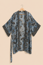 Kimono Seda Mallorca azul marino boho chic La Gata Voladora Alpujarra Almeria