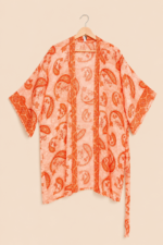 Kimono Seda Mallorca naranja coral boho chic La Gata Voladora Alpujarra Almeria