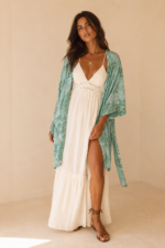 Kimono Seda Mallorca turquesa boho chic La Gata Voladora Alpujarra Almeria