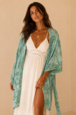 Kimono Seda Mallorca turquesa estilo boho La Gata Voladora Alpujarra Almeria