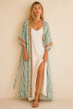 Kimono Seda Menorca verde La Gata Voladora Alpujarra Almeria