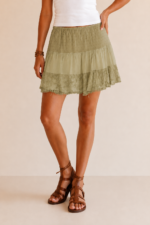 mini falda lua verde oliva encaje boho chic la gata voladora alpujarra almeria