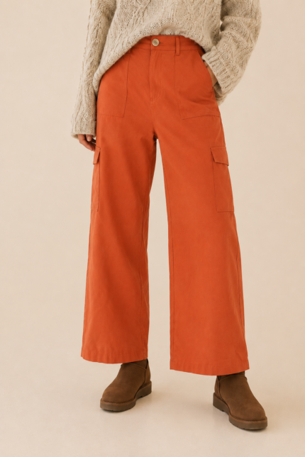 pantalon ancho amber algodon bolsillos teja estilo bohemio La Gata Voladora Alpujarra Almeria