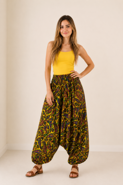 pantalon bombacho india amarillo estilo bohemio la gata voladora alpujarra almeria